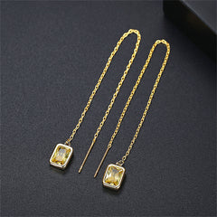 Yellow Crystal & 18K Gold-Plated Ear Threaders