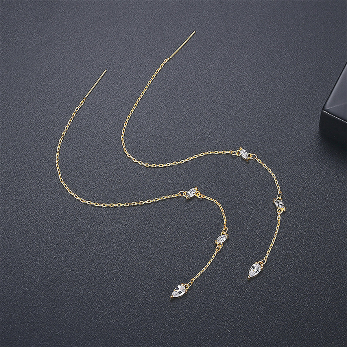 Pear Crystal & 18K Gold-Plated Ear Threader