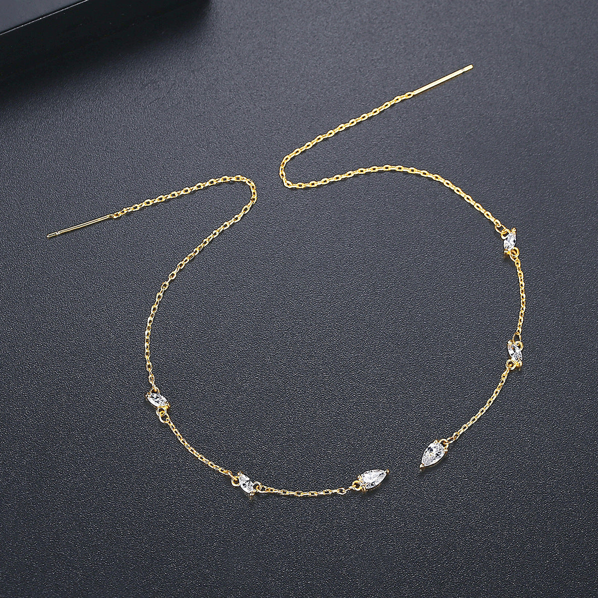 Pear Crystal & 18K Gold-Plated Ear Threader