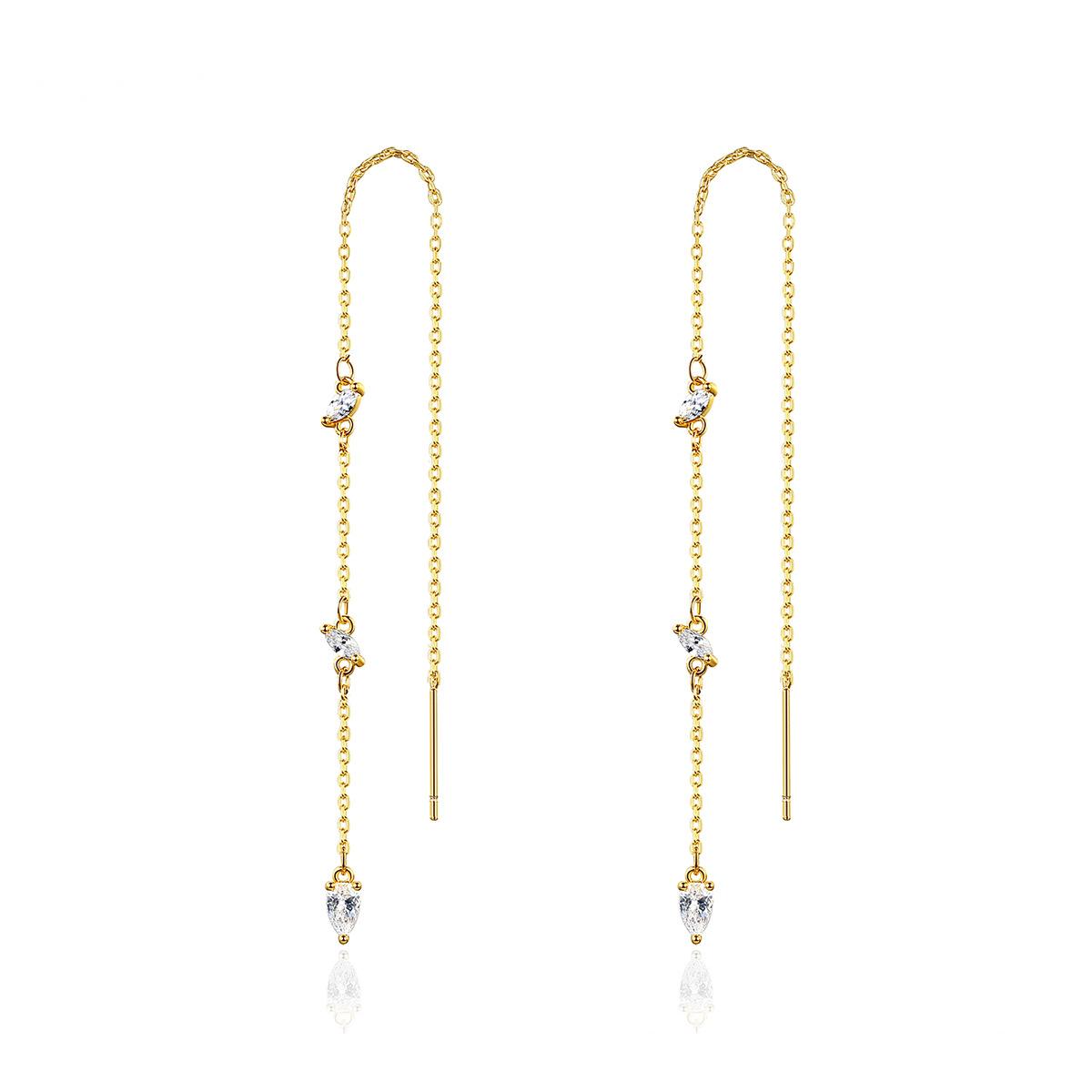 Pear Crystal & 18K Gold-Plated Ear Threader