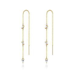 Pear Crystal & 18K Gold-Plated Ear Threader