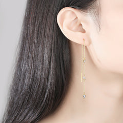 Pear Crystal & 18K Gold-Plated Ear Threader