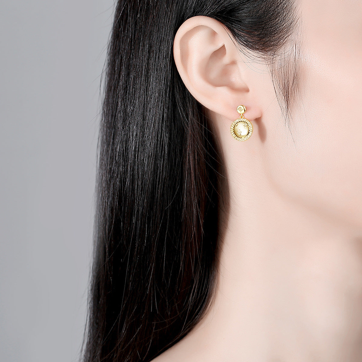 Cubic Zirconia & 18K Gold-Plated Star Round Drop Earrings