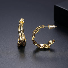 18K Gold-Plated Floral Hoop Earrings