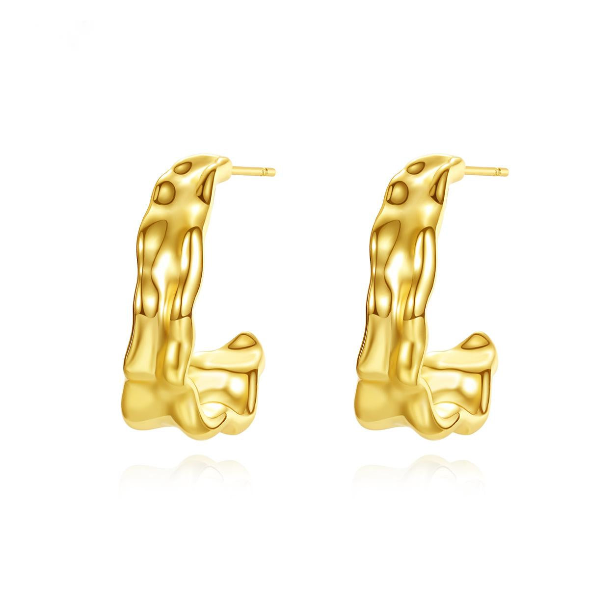 18K Gold-Plated Floral Hoop Earrings