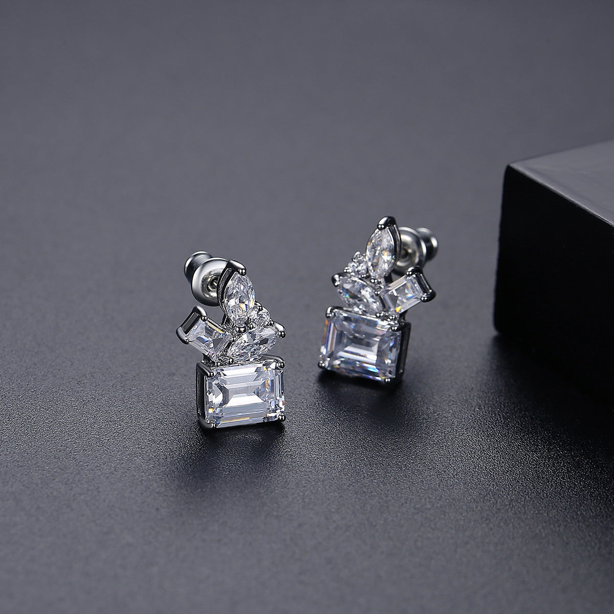 Crystal & Cubic Zirconia Multi-Cut Cluster Stud Earrings