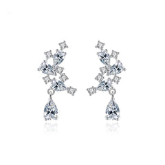 Cubic Zirconia & Crystal Pear-Cut Cluster Drop Earrings