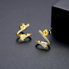 Cubic Zirconia & 18K Gold-Plated Star Stud Earrings