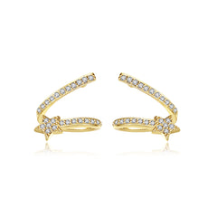 Cubic Zirconia & 18K Gold-Plated Star Stud Earrings