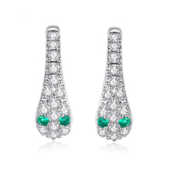 Cubic Zirconia & Silver-Plated Snake Drop Earrings