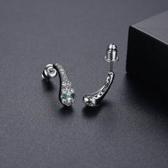 Cubic Zirconia & Silver-Plated Snake Drop Earrings