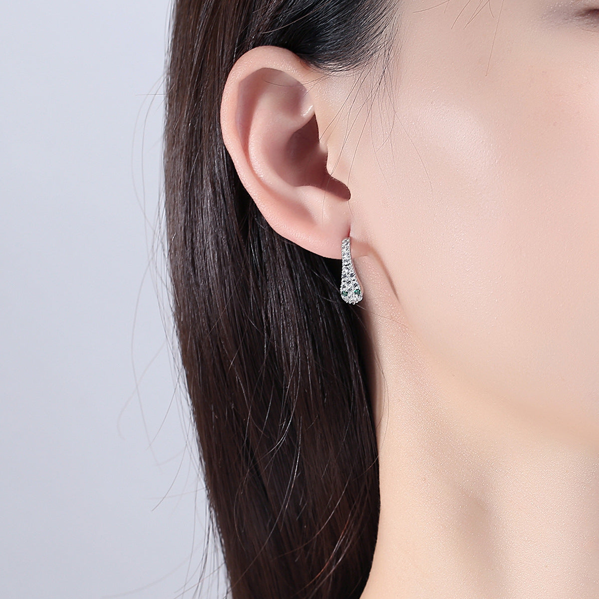 Cubic Zirconia & Silver-Plated Snake Drop Earrings