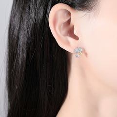 Yellow Crystal & Cubic Zirconia Silver-Plated Cloud & Rabbit Stud Earrings