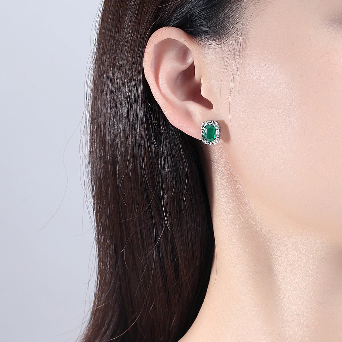 Green Crystal & Cubic Zirconia Halo Stud Earrings