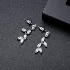 Crystal & Cubic Zirconia Leaves Drop Earrings