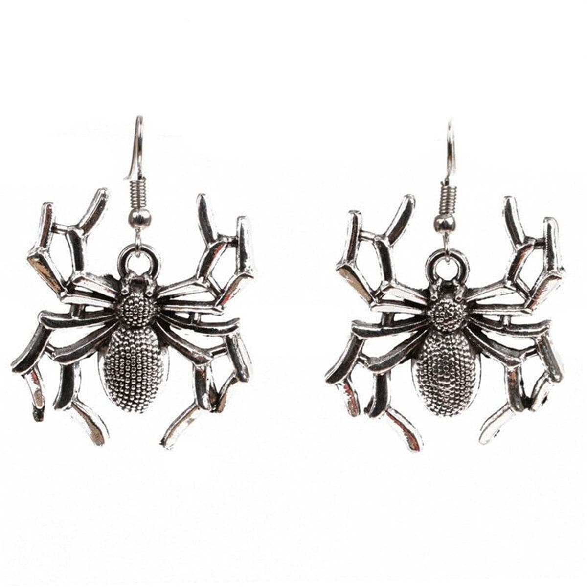 Silver-Plated Spider Drop Earrings