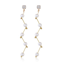 Pearl & Cubic Zirconia 18K Gold-Plated Linking Drop Earrings