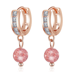 Cubic Zirconia & Pink Crystal Huggie Drop Earrings