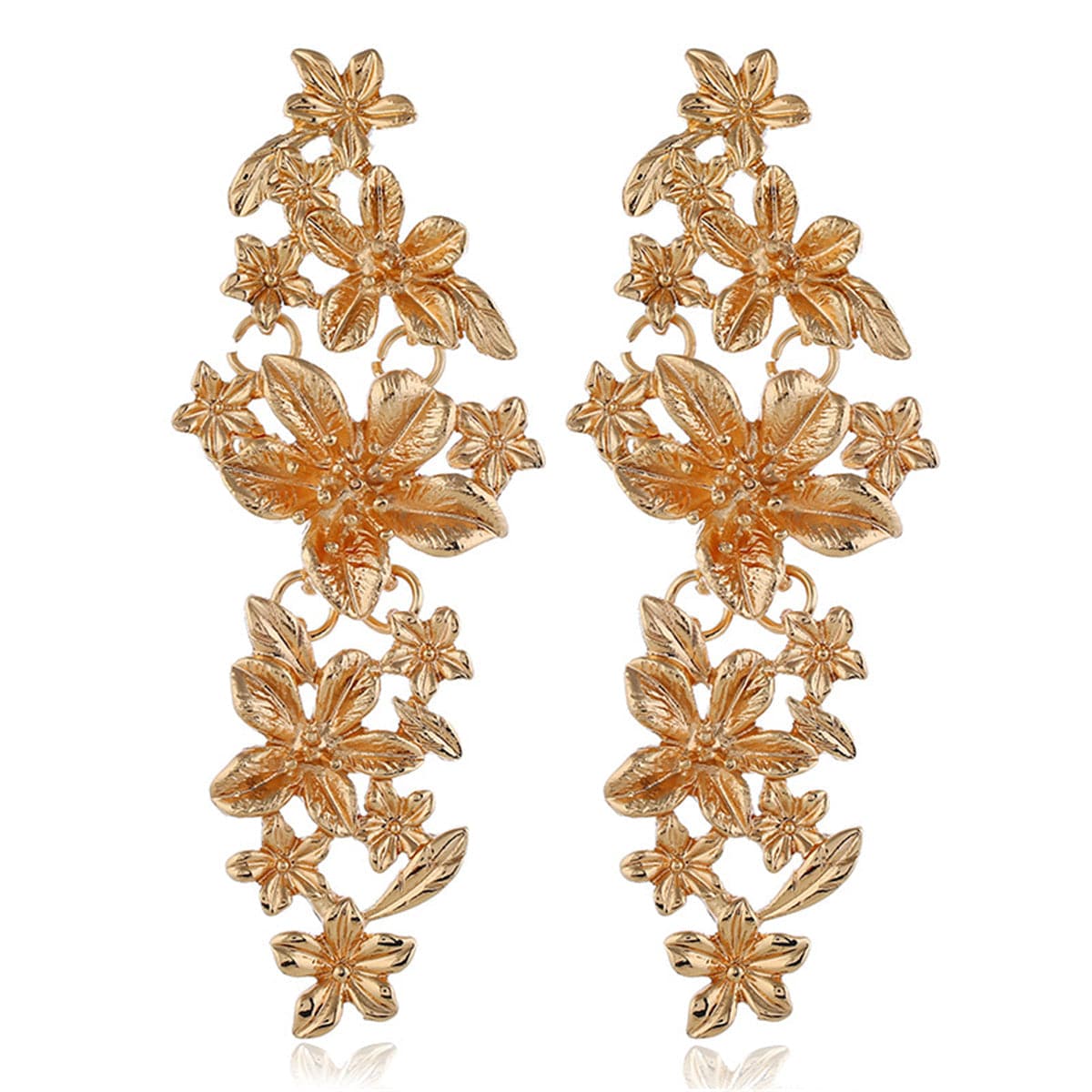 18K Gold-Plated Flower Vine Drop Earrings