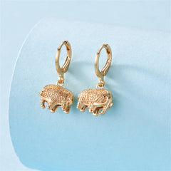 18K Gold-Plated Elephant Charm Huggie Earrings