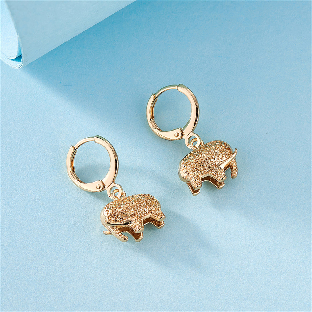 18K Gold-Plated Elephant Charm Huggie Earrings