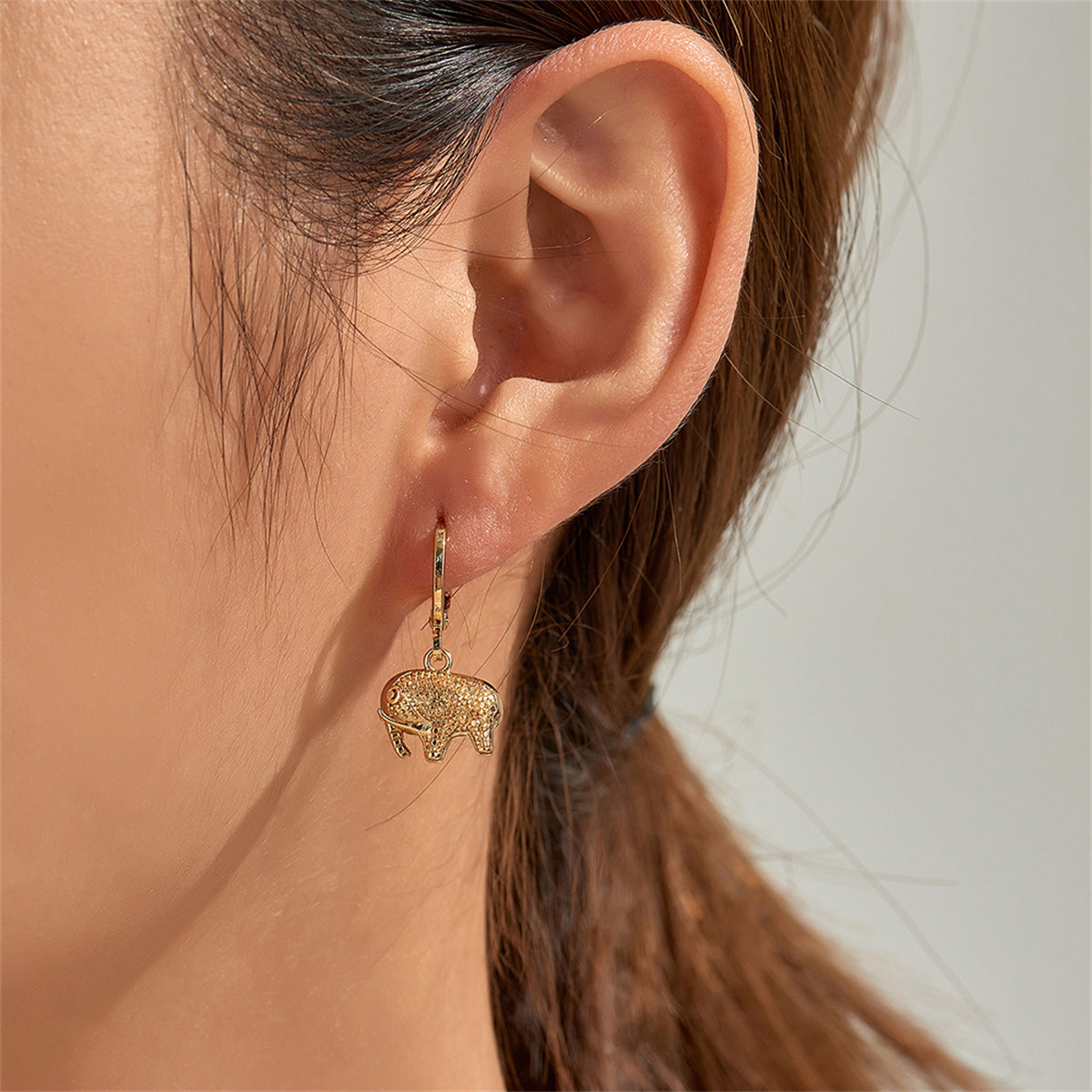 18K Gold-Plated Elephant Charm Huggie Earrings