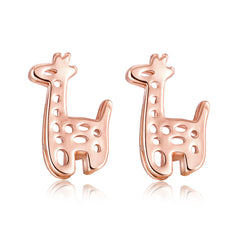 18K Rose Gold-Plated Open Giraffe Stud Earrings