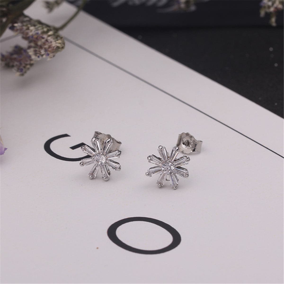 Crystal & Sterling Silver Snowflake Stud Earrings - streetregion