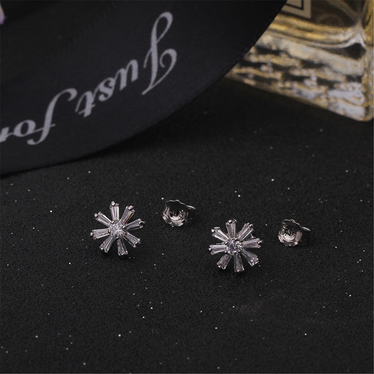 Crystal & Sterling Silver Snowflake Stud Earrings - streetregion