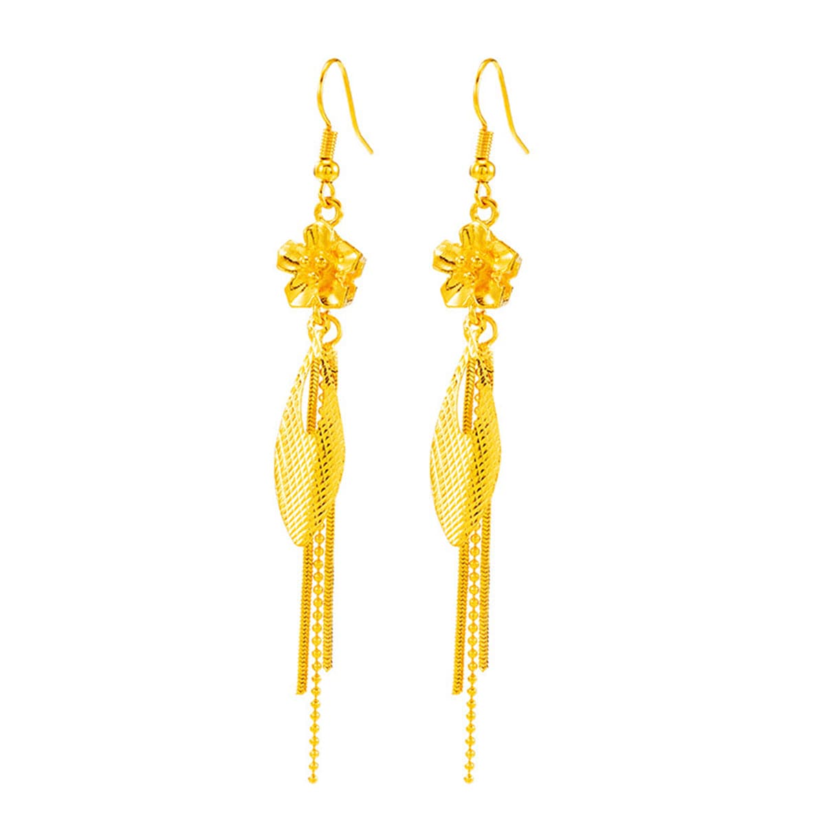 24K Gold-Plated Flower Tassel Drop Earrings