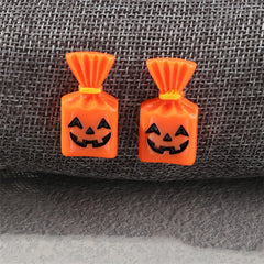 Orange & Silver-Plated Pumpkin Candy Stud Earrings