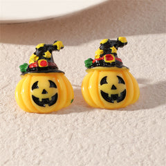 Orange & Silver-Plated Pumpkin Stud Earring