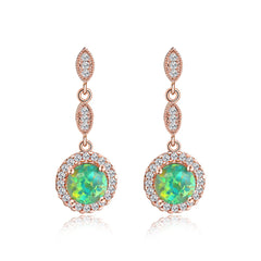 Green Opal & Cubic Zirconia 18K Rose Gold-Plated Halo Drop Earrings