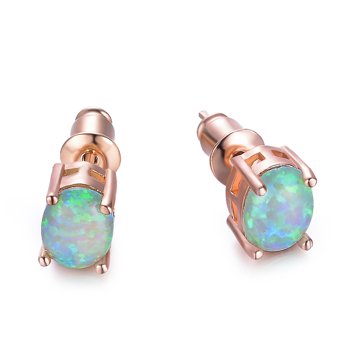 White Egg Opal & 18K Rose Gold-Plated Stud Earrings