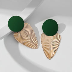 Enamel & 18K Gold-Plated Leaf Drop Earrings