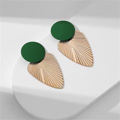 Enamel & 18K Gold-Plated Leaf Drop Earrings