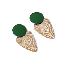 Enamel & 18K Gold-Plated Leaf Drop Earrings