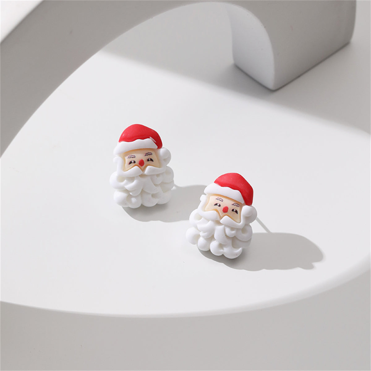 White & Red Santa Face Stud Earrings