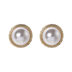 Pearl & 18K Gold-Plated Twine Round Stud Earrings