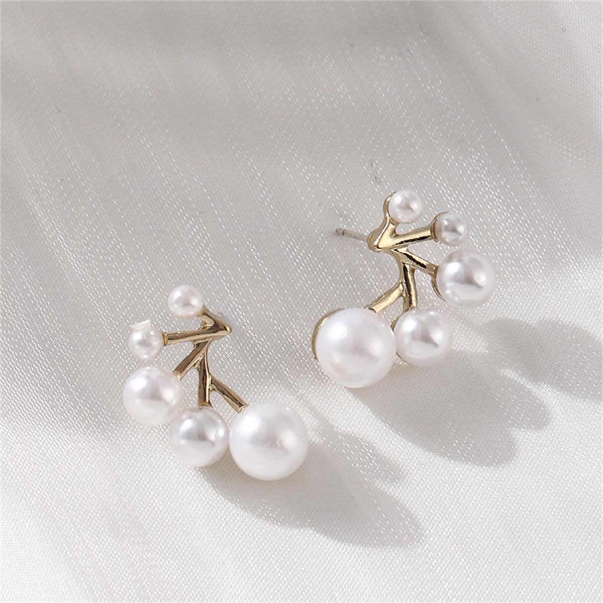 Pearl & 18K Gold-Plated Botanical Stud Earrings