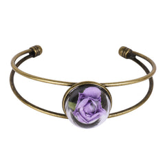 Purple Velvet & 18K Gold-Plated Encased Rose Cuff