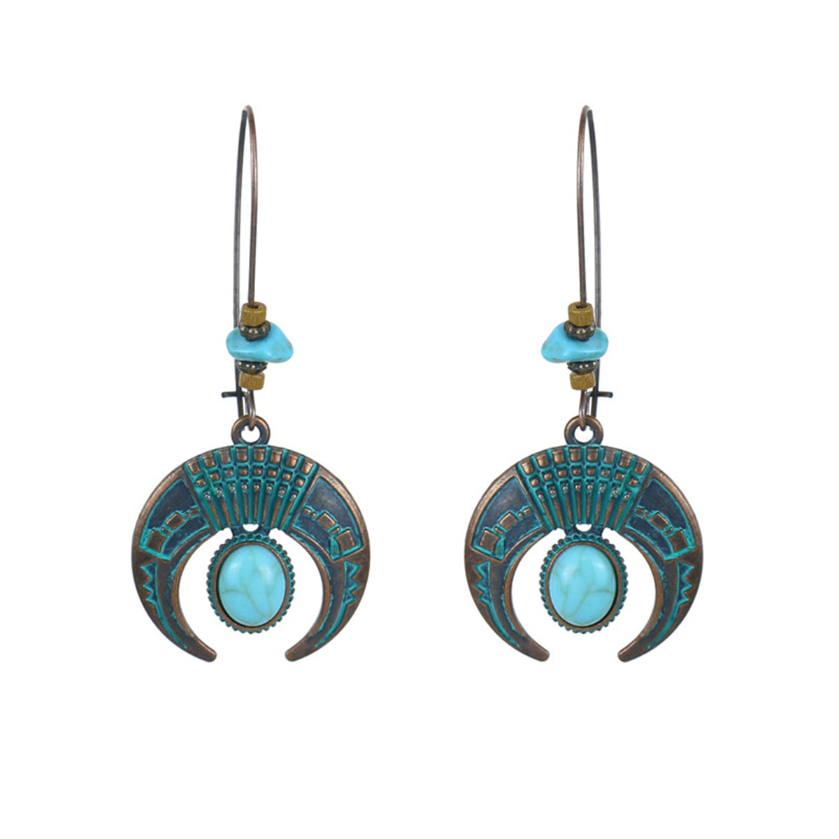 Turquoise & Wood 18K Gold-Plated Cattle Drop Earrings