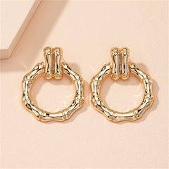 18K Gold-Plated Bamboo Circle Drop Earrings