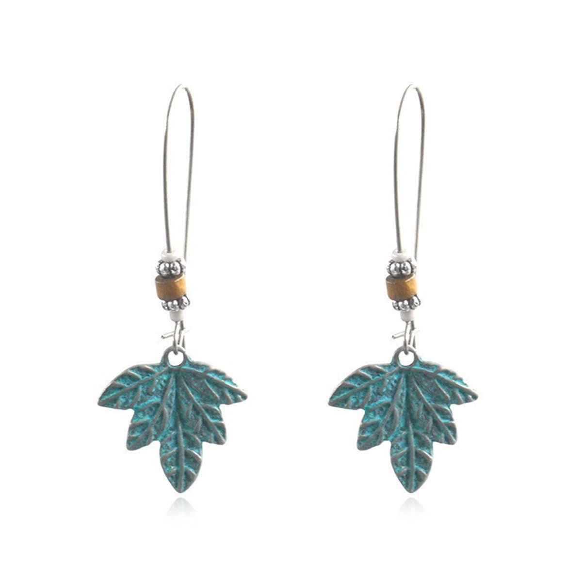 Howlite & Wood Leaf Drop Earrings