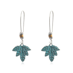 Howlite & Wood Leaf Drop Earrings