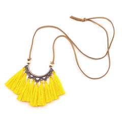 Yellow Polystyrene & 18K Gold-Plated Fan Tassel Pendant Necklace