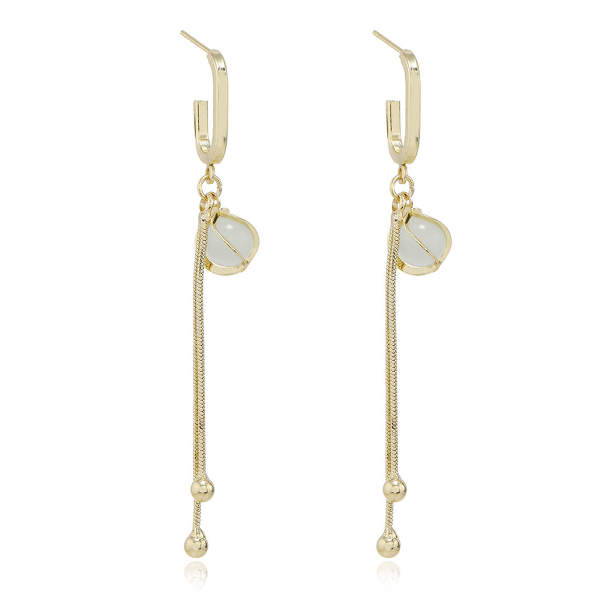 Cats Eye & 18K Gold-Plated Lantern Tassel Drop Earrings