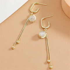 Cats Eye & 18K Gold-Plated Lantern Tassel Drop Earrings