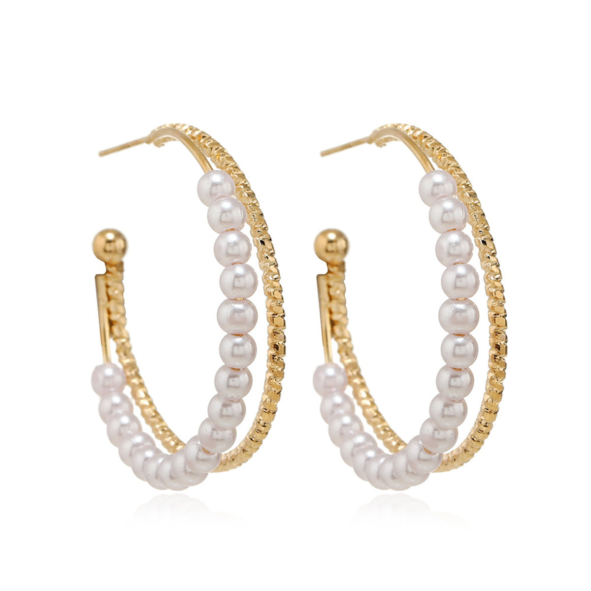 Pearl & 18K Gold-Plated Layered Hoop Earrings