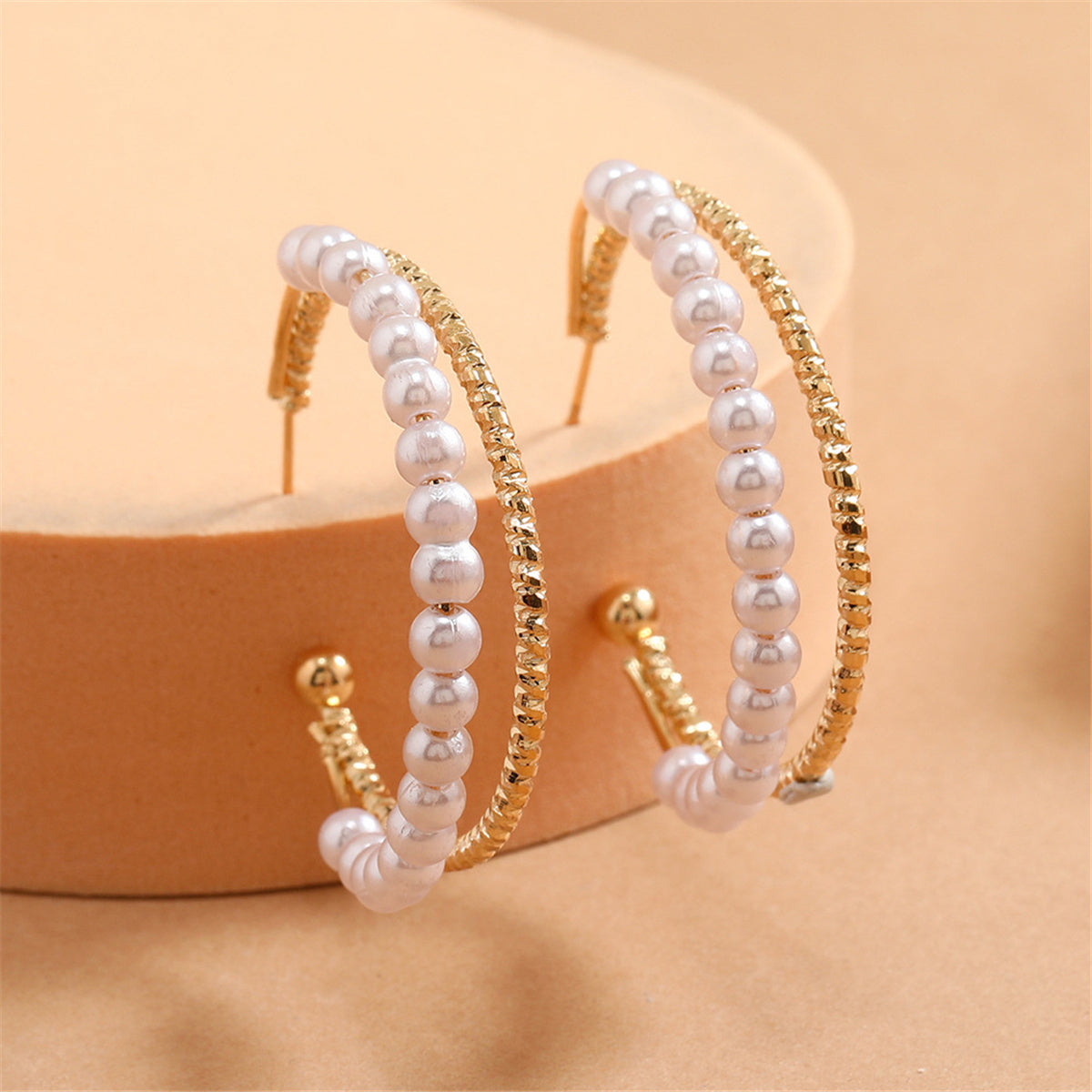 Pearl & 18K Gold-Plated Layered Hoop Earrings